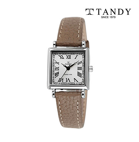 [TANDY] 탠디 모던 스퀘어 여성용 가죽 손목시계 T-1903 카키베이지