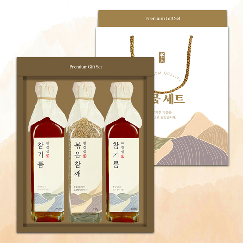[천연의향]참기름/볶음참깨3P 세트 (300ml*2/130g)