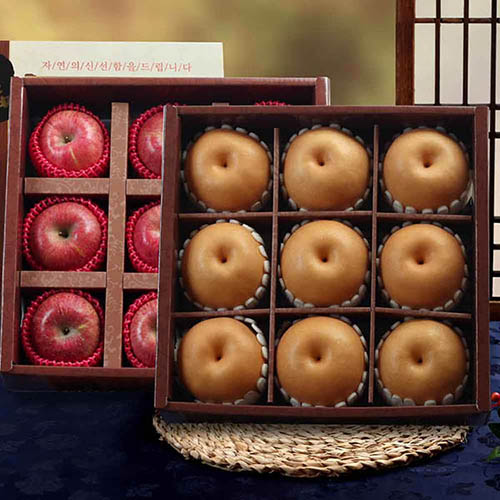 자연지기 실속사과배 2세트 (7.5kg내외 사과배 각1박스) (보자기)