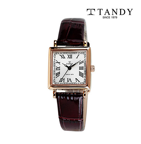 [TANDY] 탠디 모던 스퀘어 여성용 가죽 손목시계 T-1903 로즈골드